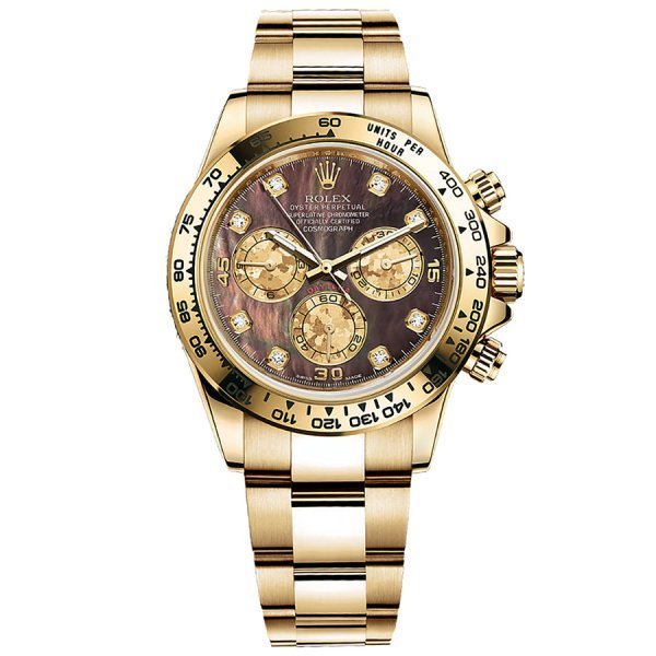 Rolex Cosmograph Daytona Yellow Gold 116508 Black mother-of-pearl set with diamonds 