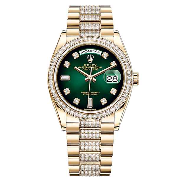 Rolex Day-Date 36 Yellow gold Bezel set with diamond President Bracelet 128348rbr-0036 