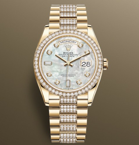 Наручные часы Rolex Day-Date 36 Yellow gold Bezel set with diamond Diamond-set President Bracelet 128348RBR-0019